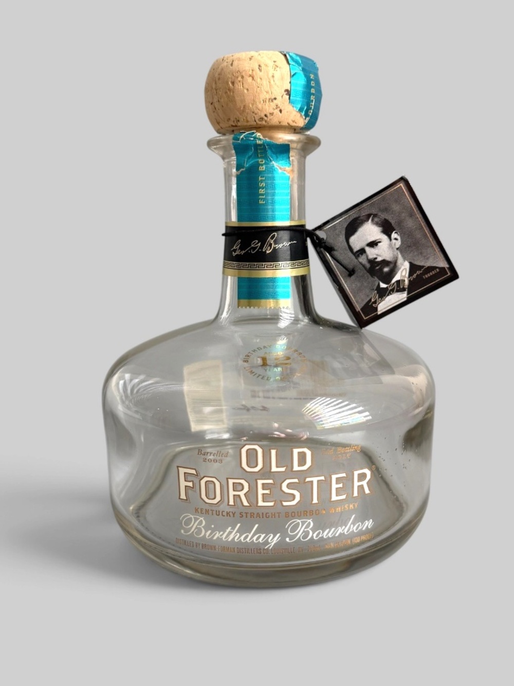 Old Forester 2015 Birthday Bourbon EMPTY Bottle 12 Year Cork Hang Tags 750 mL